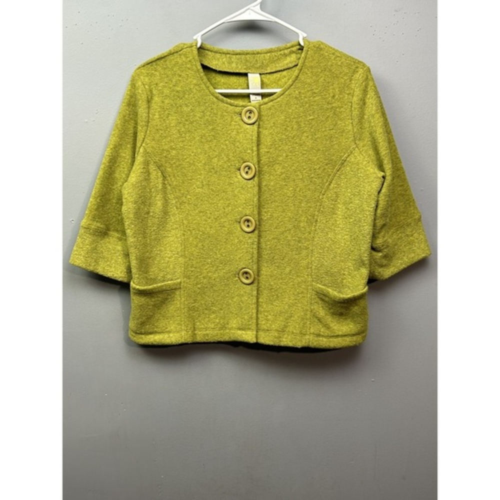 Sun Moda Jacket Womens Small Button Front 3/4 Sleeve Pocket Made in USA